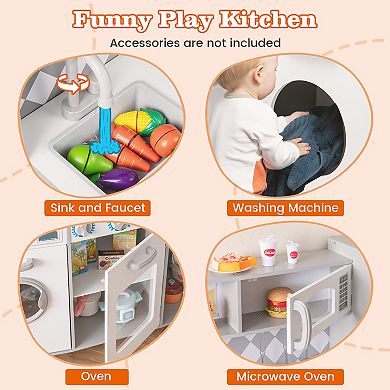 Pretend Play Kitchen for Kids Aged 3+ with Real Sounds and Lights