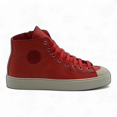 Women's Leather High Top Sneakers with Convenient Side Zipper (August Style)