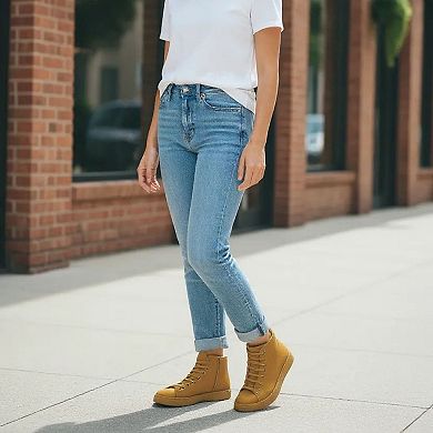 Women's Leather High Top Sneakers with Convenient Side Zipper (August Style)