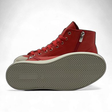 Women's Leather High Top Sneakers with Convenient Side Zipper (August Style)