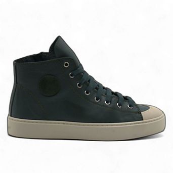 Women's Leather High Top Sneakers with Convenient Side Zipper (August Style)