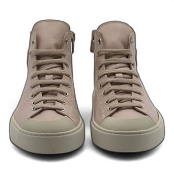 Women's Leather High Top Sneakers with Convenient Side Zipper (August Style)