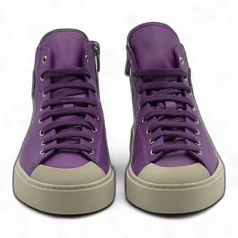Women's Leather High Top Sneakers with Convenient Side Zipper (August Style)
