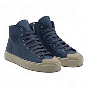 Women's Leather High Top Sneakers with Convenient Side Zipper (August Style)