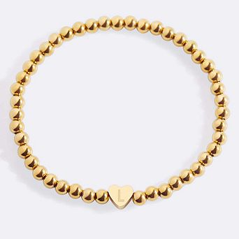 Beaded Bracelet with Heart Initial
