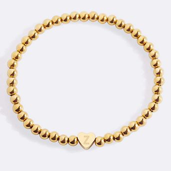 Beaded Bracelet with Heart Initial