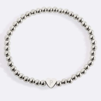 Gold Beaded Bracelet with Heart Initial