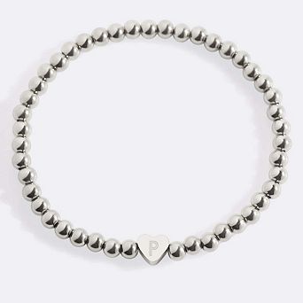 Beaded Bracelet with Heart Initial