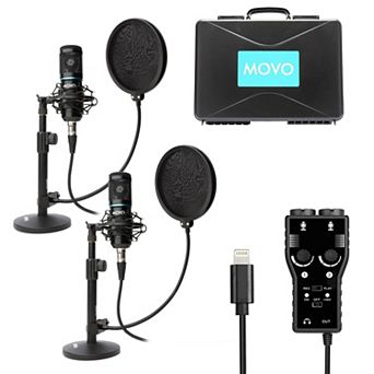 Movo iPhone Podcast Equipment Bundle - Compatible with iPhone, iPad, iOS (Lightning)