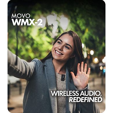 Movo WMX-2 Wireless Lavalier Microphone System with Charging Case for Cameras