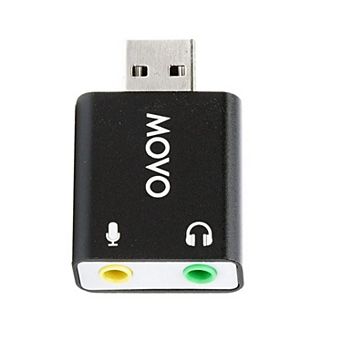 Movo USB-AC 3.5mm TRS Microphone to USB 2.0 Stereo Audio External Sound Card Adapter for PC and Mac