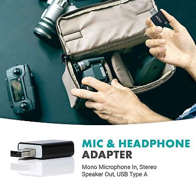 Movo USB-AC 3.5mm TRS Microphone to USB 2.0 Stereo Audio External Sound Card Adapter for PC and Mac