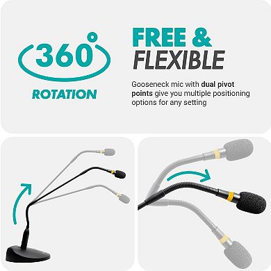 Movo GM-9 XLR Gooseneck Microphone with Interface with XLR Output