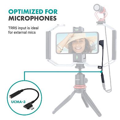 Movo UCMA-3 Female 3.5mm TRRS to USB-C Right Angle Mic. Cable
