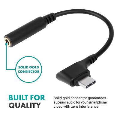 Movo UCMA-3 Female 3.5mm TRRS to USB-C Right Angle Mic. Cable