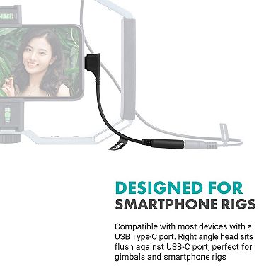 Movo UCMA-3 Female 3.5mm TRRS to USB-C Right Angle Mic. Cable