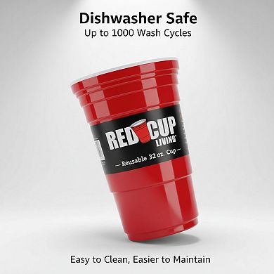 Red Cup Living 32oz Tumbler Cups Set of 2, Reusable Plastic Drinking Glasses for Drinks