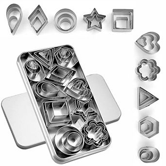 30 pc Mini Cookie Cutter Set with Box, Small Stainless Steel Tiny Shape Cutter