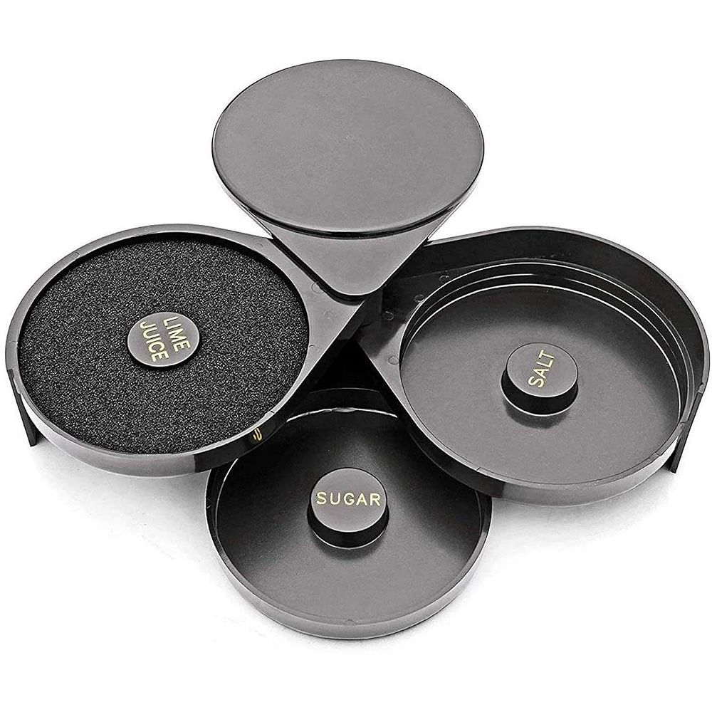 3 Tier Glass Rimmer Set for Cocktails, Margarita Salt and Spice Container