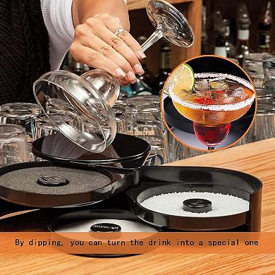 3 Tier Glass Rimmer Set for Cocktails, Margarita Salt and Spice Container