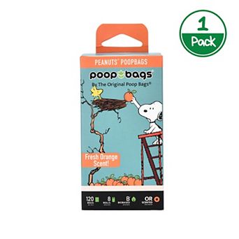 The Original Poop Bags® Peanuts Snoopy Orange Scent 120 Count (8 Rolls) Pet Waste Bags