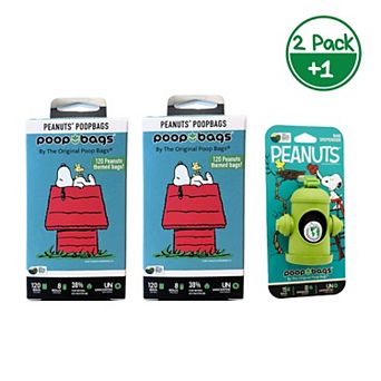 The Original Poop Bags® Peanuts Snoopy Leash Dispenser with 255 Count (17 Rolls) Pet Waste Bags