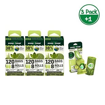 The Original Poop Bags® 3-Pack of 120 Count Countdown Pet Waste Bags with Leash Dispenser (375 Bags)