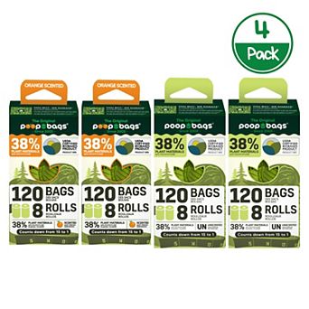 The Original Poop Bags® 4-Pack of 120 Count Unscented & Orange Scent Countdown® Pet Waste Bags (480 Bags)