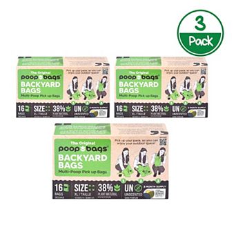 The Original Poop Bags® 3-Pack of 16 Count Backyard Bags (48 Bags)