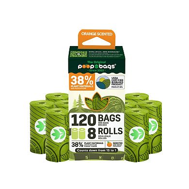 The Original Poop Bags® 120 Count (8 Rolls) Orange Scented Countdown® Pet Waste Bags