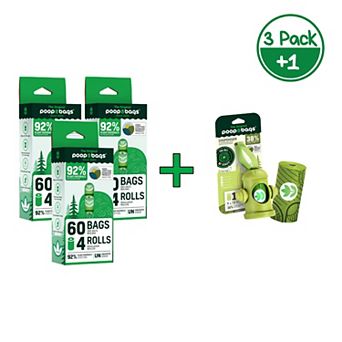 The Original Poop Bags® Leash Dispenser & 3-Pack of 60 Count Pet Waste Bags Set