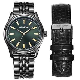 Geneva Men's Interchangeable Bracelet & Strap Watch