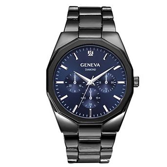 Geneva Men's Genuine Diamond Bracelet Watch