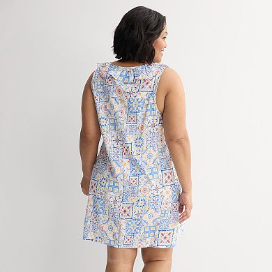 Plus Size Croft & Barrow Woven Ruffled Sleepshirt