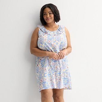 Plus Size Croft & Barrow® Woven Ruffled Sleepshirt
