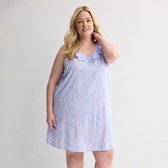 Plus Size Croft & Barrow® Woven Ruffled Sleepshirt