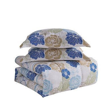 Sweet Home Collection Floral Stripe Comforter Set