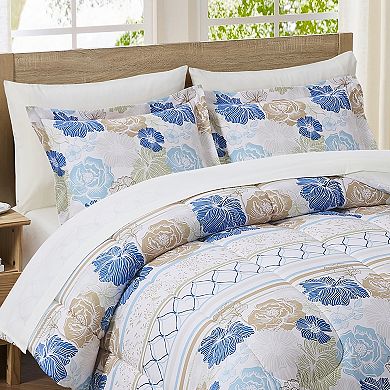 Sweet Home Collection Floral Stripe Comforter Set