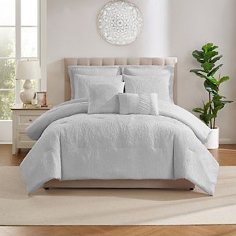 Sweet Home Collection Medallion Clip Jacquard Comforter & Decorative Pillow Set