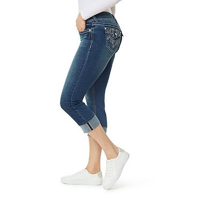 Juniors' WallFlower Luscious Curvy Insta Stretch Mid Rise Cuffed Crop Jeans