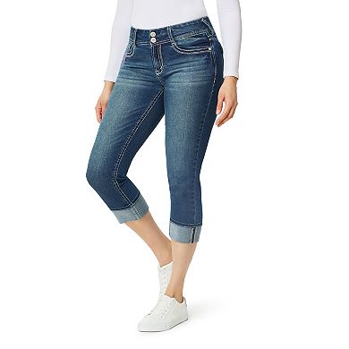Juniors' WallFlower Luscious Curvy Insta Stretch Mid Rise Cuffed Crop Jeans