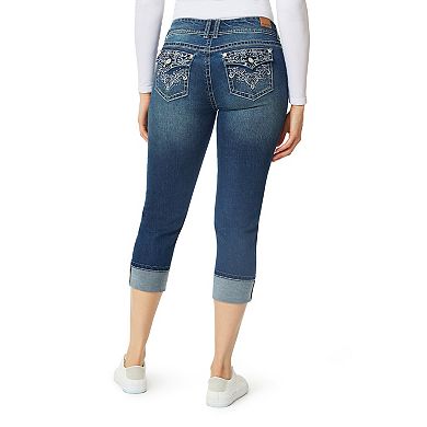 Juniors' WallFlower Luscious Curvy Insta Stretch Mid Rise Cuffed Crop Jeans