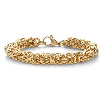 Byzantine-Link Bracelet Gold Ion-Plated Stainless Steel 8mm 7.5" Length