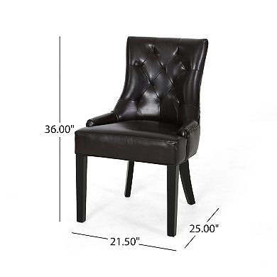 Hayden Tufted Brown Faux Leather Dining Chair (Set of 2) by Christopher Knight Home
