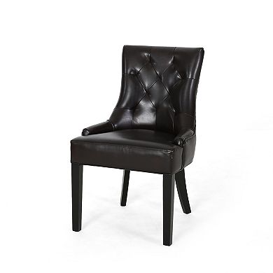 Hayden Tufted Brown Faux Leather Dining Chair (Set of 2) by Christopher Knight Home