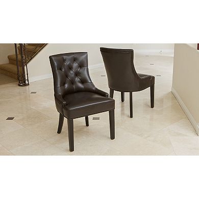Hayden Tufted Brown Faux Leather Dining Chair (Set of 2) by Christopher Knight Home