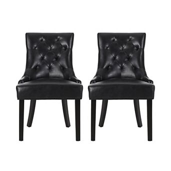 Hayden Tufted Brown Faux Leather Dining Chair (Set of 2) by Christopher Knight Home
