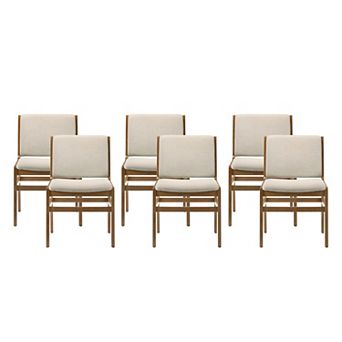Coston Industrial Fabric Upholstered Wood Dining Chairs (Set of 6) by Christopher Knight Home
