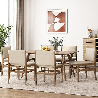 Coston Industrial Fabric Upholstered Wood Dining Chairs (Set of 6) by Christopher Knight Home