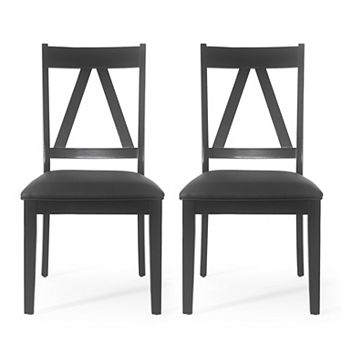 Fairgreens Farmhouse Upholstered Wood Dining Chairs (Set of 2) by Christopher Knight Home